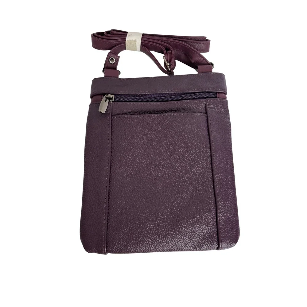 Krediz Purple Super‎ Soft Genuine Leather Crossbody Bag Organizer NWT